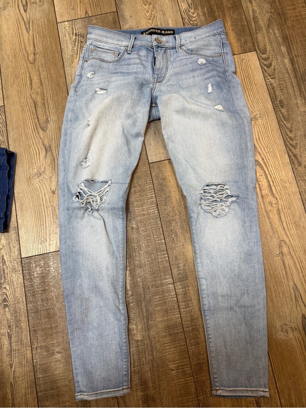 Express Light Blue Ripped Skinny Jeans